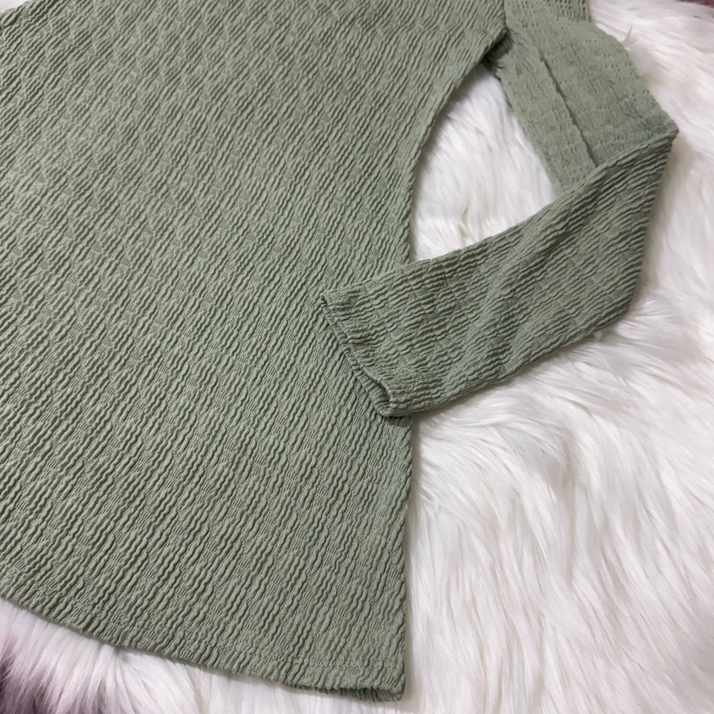 Art Class Sage Green Ribbed Long Sleeve Square Neck Dress| Girls Size S (6/7) - Picture 8 of 14